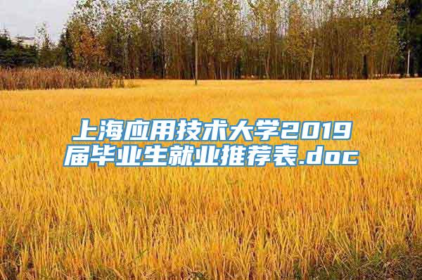 上海应用技术大学2019届毕业生就业推荐表.doc