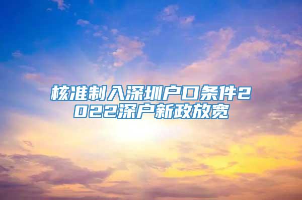 核准制入深圳户口条件2022深户新政放宽