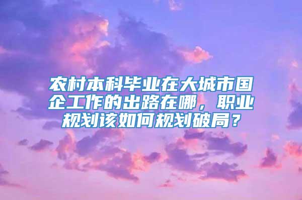 农村本科毕业在大城市国企工作的出路在哪，职业规划该如何规划破局？