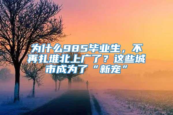 为什么985毕业生，不再扎堆北上广了？这些城市成为了“新宠”