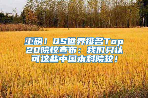 重磅！QS世界排名Top20院校宣布：我们只认可这些中国本科院校！