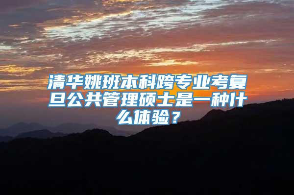 清华姚班本科跨专业考复旦公共管理硕士是一种什么体验？