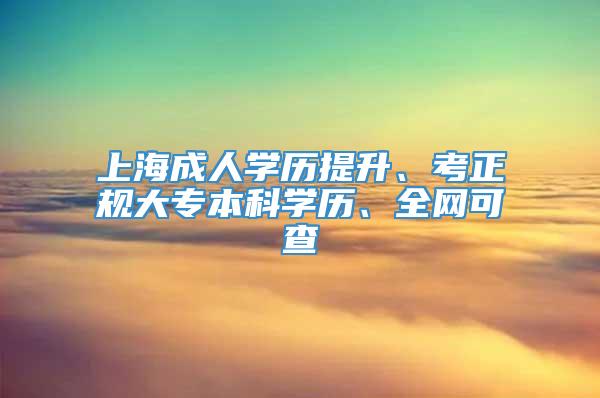 上海成人学历提升、考正规大专本科学历、全网可查