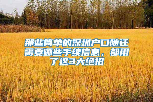 那些简单的深圳户口随迁需要哪些手续信息，都用了这3大绝招