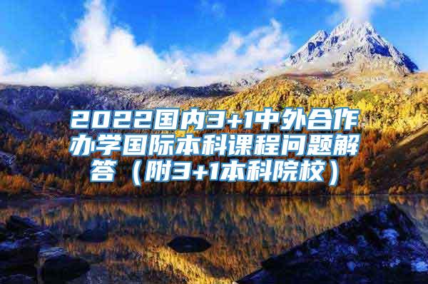 2022国内3+1中外合作办学国际本科课程问题解答（附3+1本科院校）