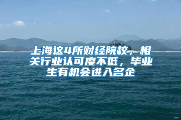 上海这4所财经院校，相关行业认可度不低，毕业生有机会进入名企