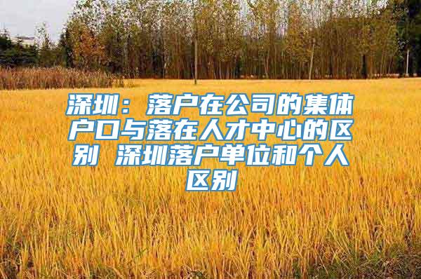 深圳：落户在公司的集体户口与落在人才中心的区别 深圳落户单位和个人区别