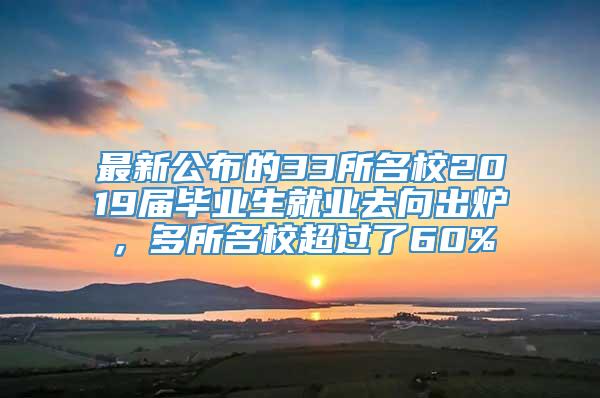 最新公布的33所名校2019届毕业生就业去向出炉，多所名校超过了60%