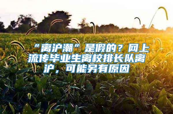 “离沪潮”是假的？网上流传毕业生离校排长队离沪，可能另有原因