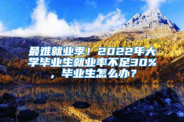 最难就业季！2022年大学毕业生就业率不足30%，毕业生怎么办？