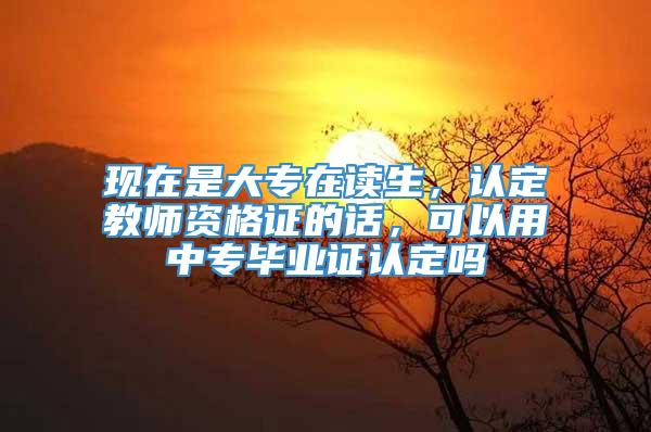 现在是大专在读生，认定教师资格证的话，可以用中专毕业证认定吗