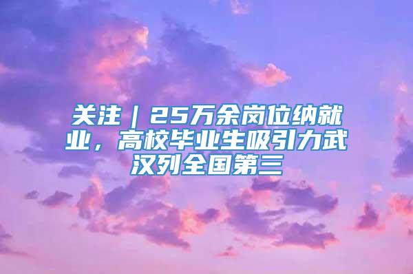 关注｜25万余岗位纳就业，高校毕业生吸引力武汉列全国第三