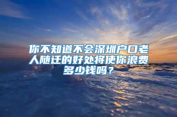 你不知道不会深圳户口老人随迁的好处将使你浪费多少钱吗？