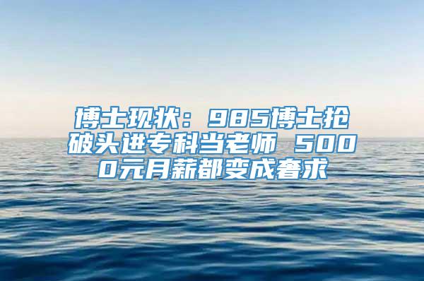 博士现状：985博士抢破头进专科当老师 5000元月薪都变成奢求