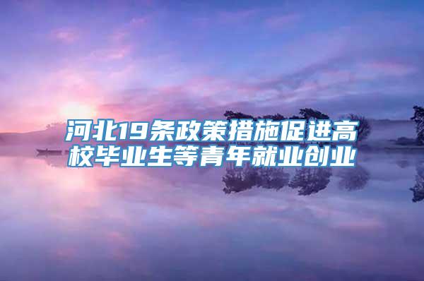 河北19条政策措施促进高校毕业生等青年就业创业