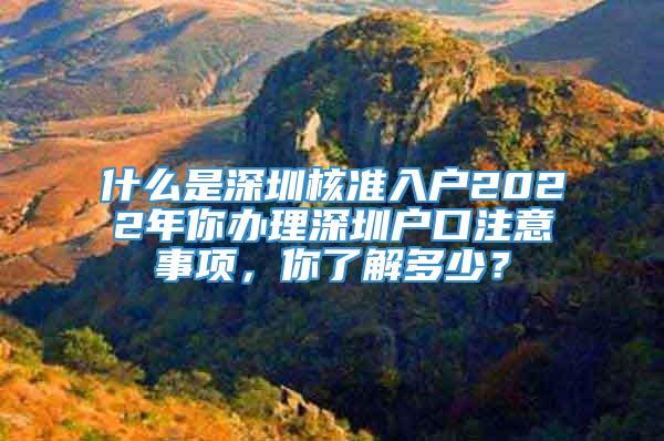 什么是深圳核准入户2022年你办理深圳户口注意事项，你了解多少？