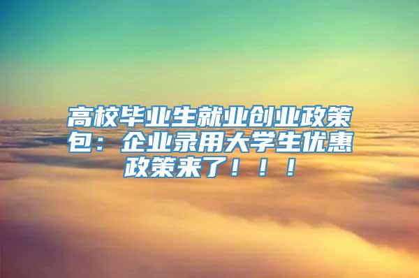 高校毕业生就业创业政策包：企业录用大学生优惠政策来了！！！