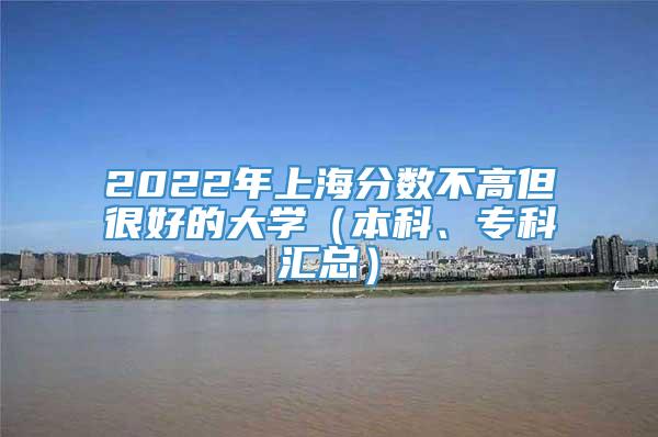 2022年上海分数不高但很好的大学（本科、专科汇总）