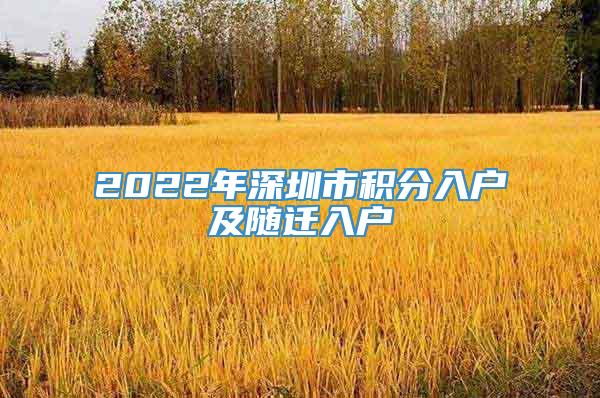 2022年深圳市积分入户及随迁入户