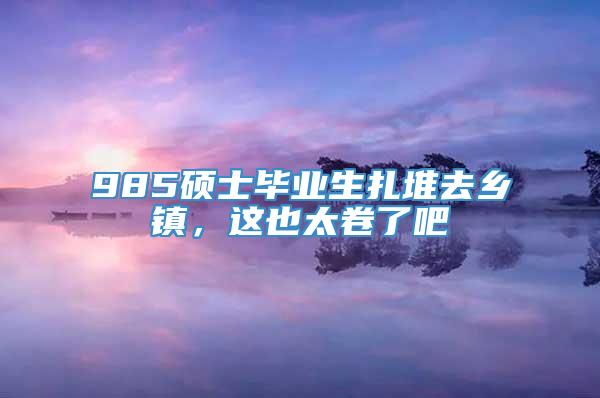 985硕士毕业生扎堆去乡镇，这也太卷了吧