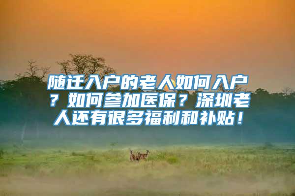 随迁入户的老人如何入户？如何参加医保？深圳老人还有很多福利和补贴！