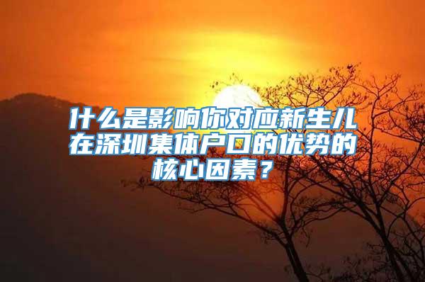 什么是影响你对应新生儿在深圳集体户口的优势的核心因素？