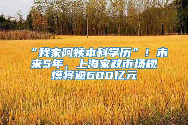 “我家阿姨本科学历”！未来5年，上海家政市场规模将逾600亿元