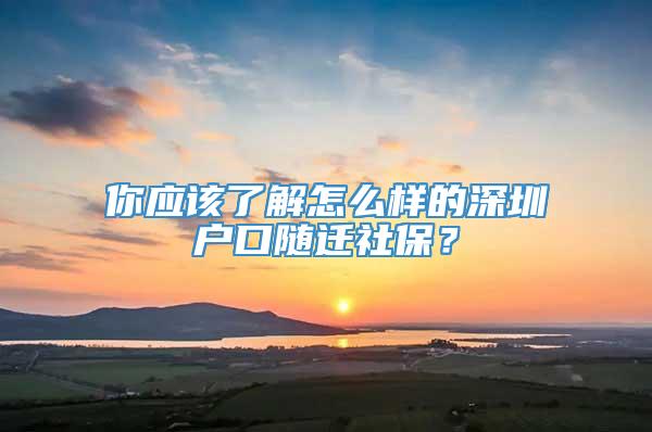 你应该了解怎么样的深圳户口随迁社保？