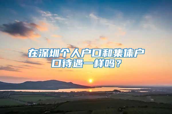 在深圳个人户口和集体户口待遇一样吗？