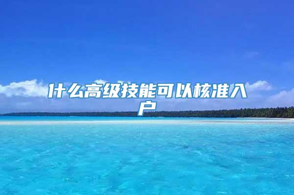 什么高级技能可以核准入户