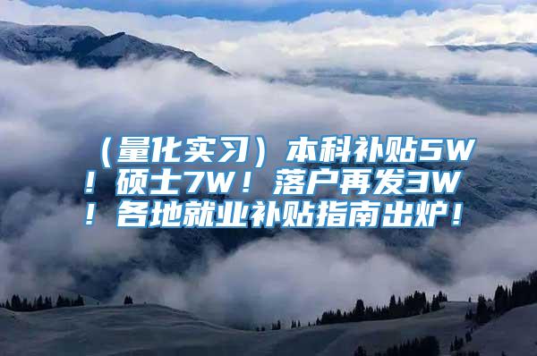 （量化实习）本科补贴5W！硕士7W！落户再发3W！各地就业补贴指南出炉！