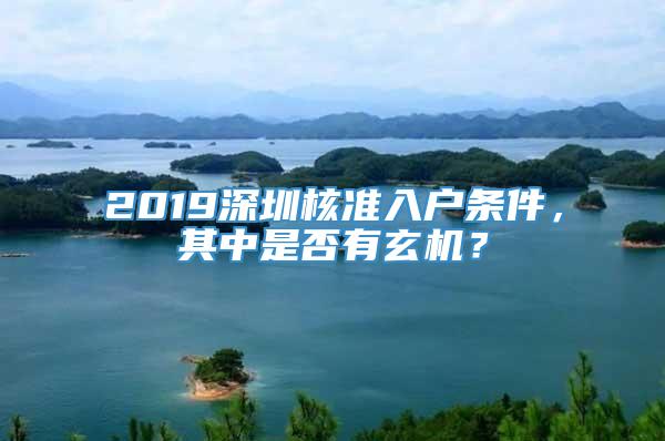 2019深圳核准入户条件，其中是否有玄机？