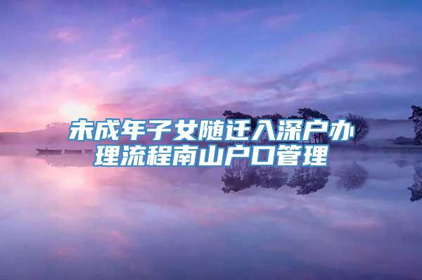 未成年子女随迁入深户办理流程南山户口管理