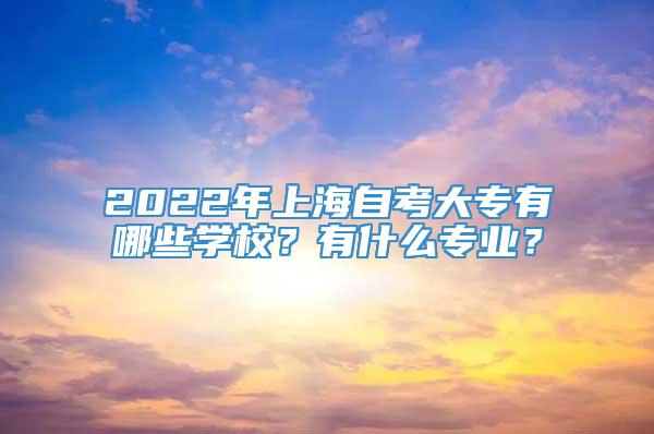 2022年上海自考大专有哪些学校？有什么专业？