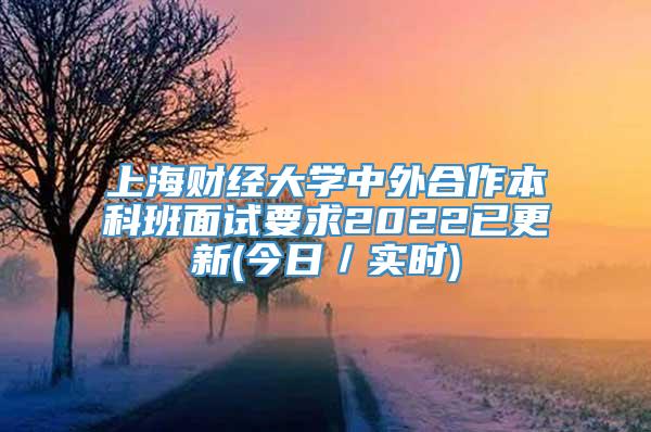 上海财经大学中外合作本科班面试要求2022已更新(今日／实时)