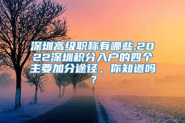 深圳高级职称有哪些,2022深圳积分入户的四个主要加分途径，你知道吗？