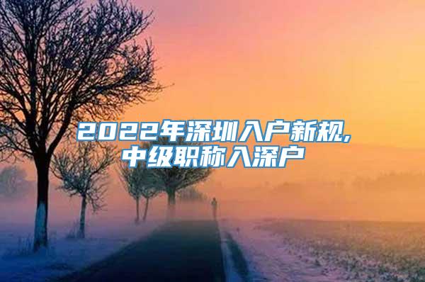 2022年深圳入户新规,中级职称入深户