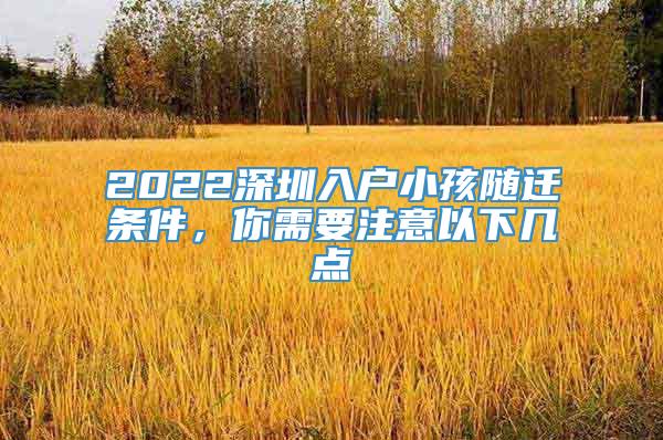 2022深圳入户小孩随迁条件，你需要注意以下几点