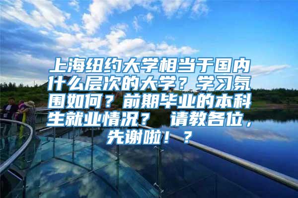 上海纽约大学相当于国内什么层次的大学？学习氛围如何？前期毕业的本科生就业情况？ 请教各位，先谢啦！？