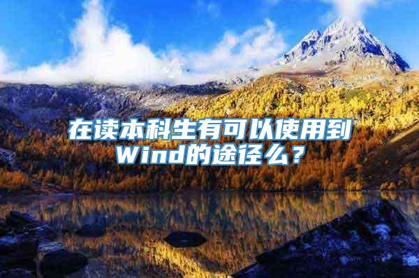 在读本科生有可以使用到Wind的途径么？