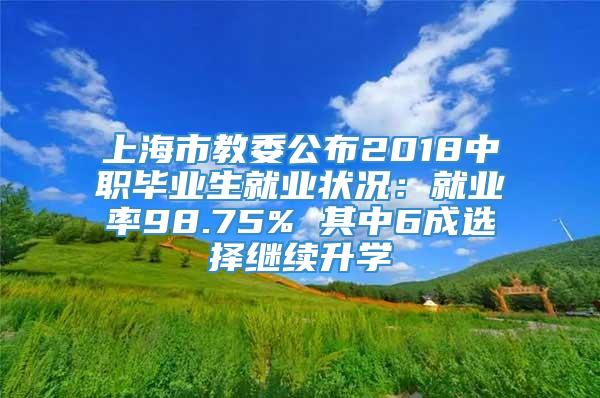 上海市教委公布2018中职毕业生就业状况：就业率98.75% 其中6成选择继续升学