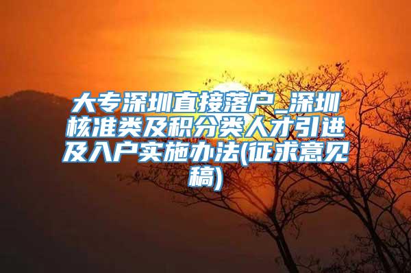 大专深圳直接落户_深圳核准类及积分类人才引进及入户实施办法(征求意见稿)