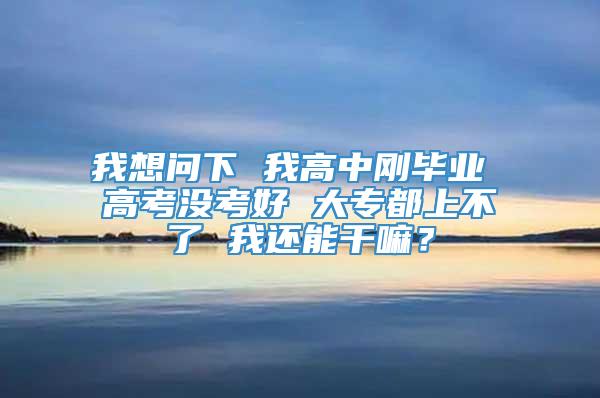 我想问下 我高中刚毕业 高考没考好 大专都上不了 我还能干嘛？