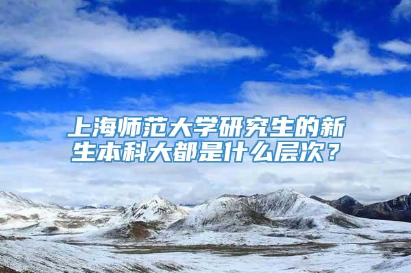 上海师范大学研究生的新生本科大都是什么层次？