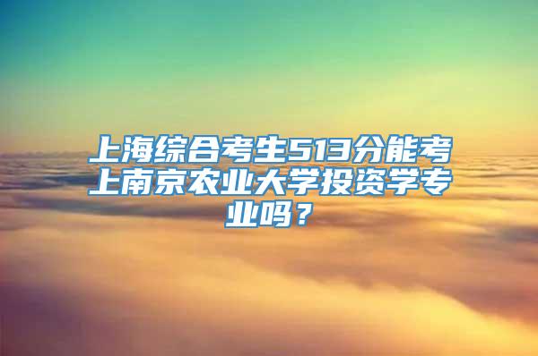 上海综合考生513分能考上南京农业大学投资学专业吗？