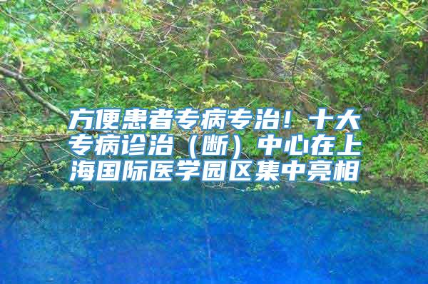 方便患者专病专治！十大专病诊治（断）中心在上海国际医学园区集中亮相