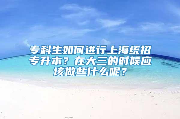 专科生如何进行上海统招专升本？在大三的时候应该做些什么呢？