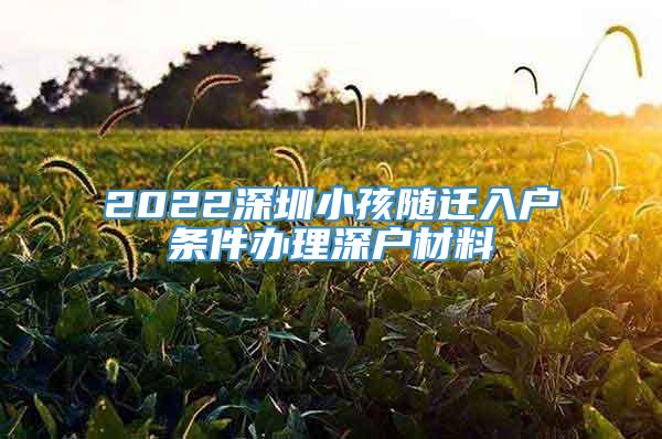 2022深圳小孩随迁入户条件办理深户材料