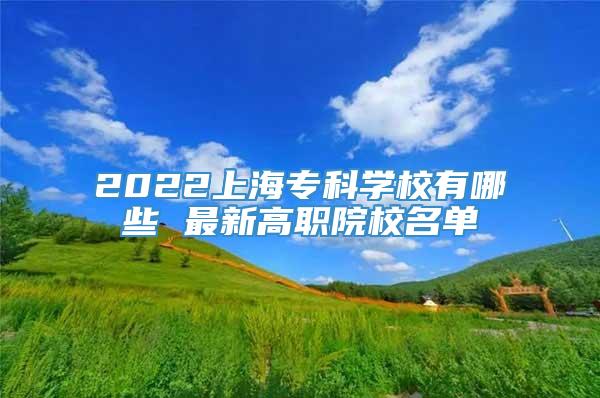 2022上海专科学校有哪些 最新高职院校名单