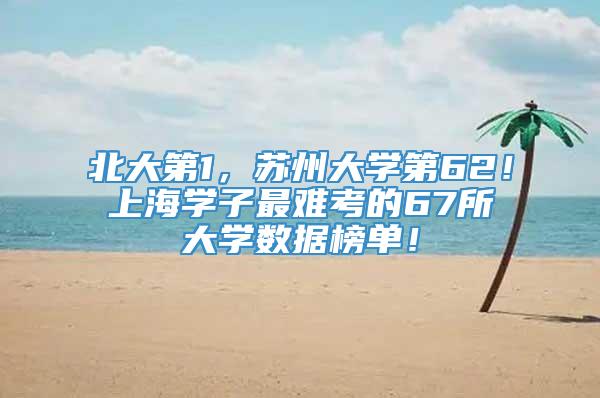 北大第1，苏州大学第62！上海学子最难考的67所大学数据榜单！